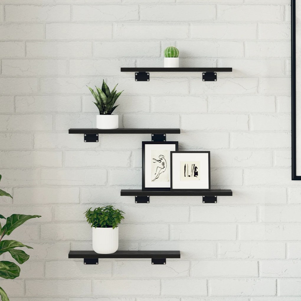 Prateleiras de Parede Carvalho Preto MDF 40 x 10 x 1.5 cm