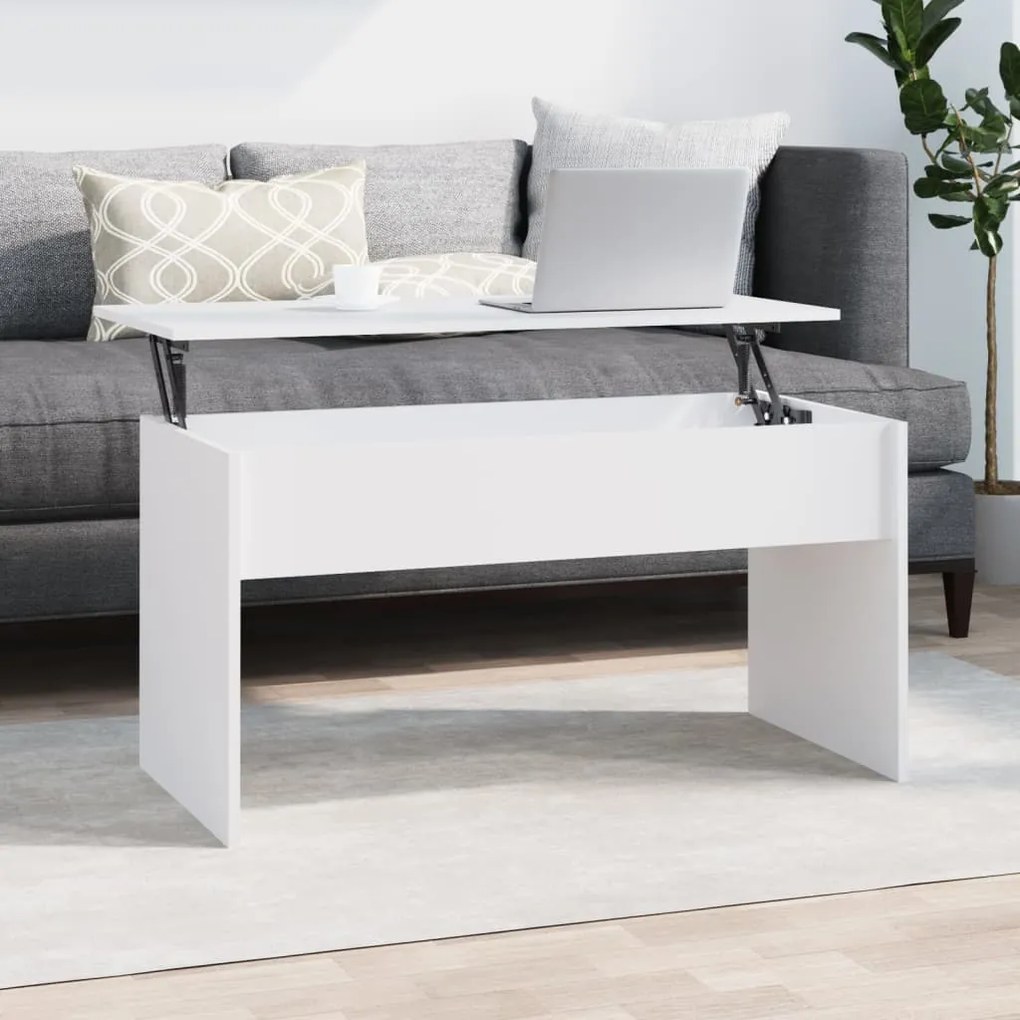 Mesa de Centro Beira Elevatória de 102 cm - Branco - Design Moderno