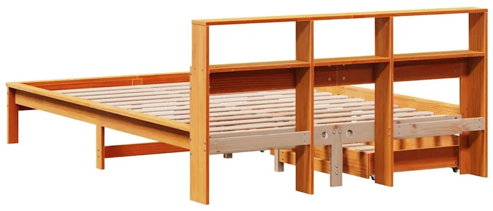 Cama com estante sem colchão 140x190 cm pinho maciço