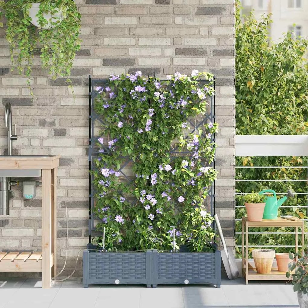 Jardineiras de Jardim 1 pc Cinzento-claro 80 x 40 x 126 cm