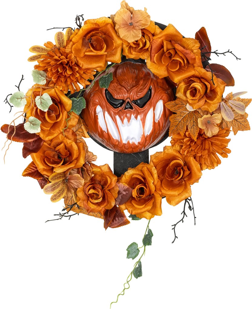 Outsunny Guirlanda de Halloween, Design de Abóbora Assustadora, Folhas de Outono, Efeitos de Luz, Plástico | Aosom Portugal