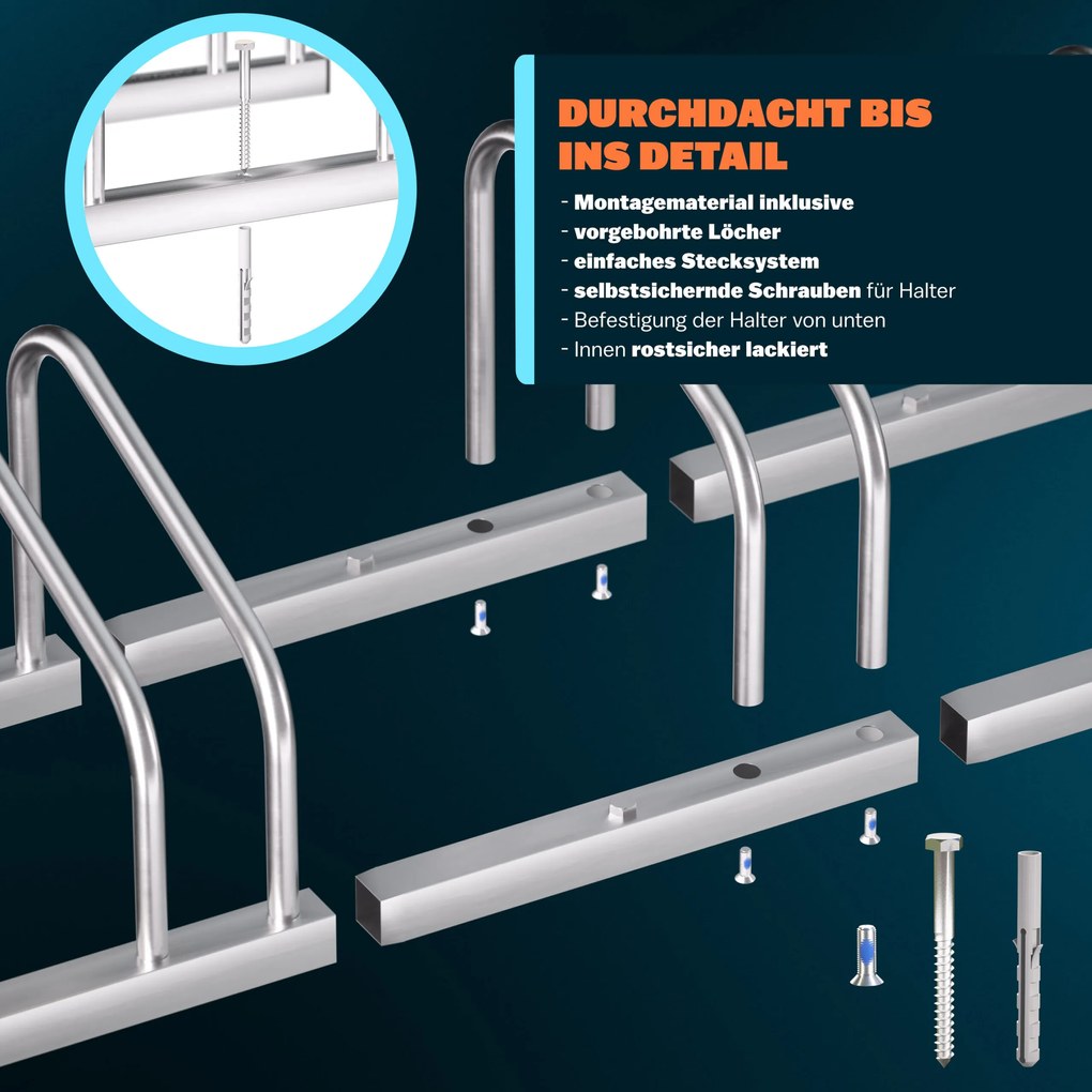 Suporte para 3 bicicletas 84 x 32 x 27 cm Prateado