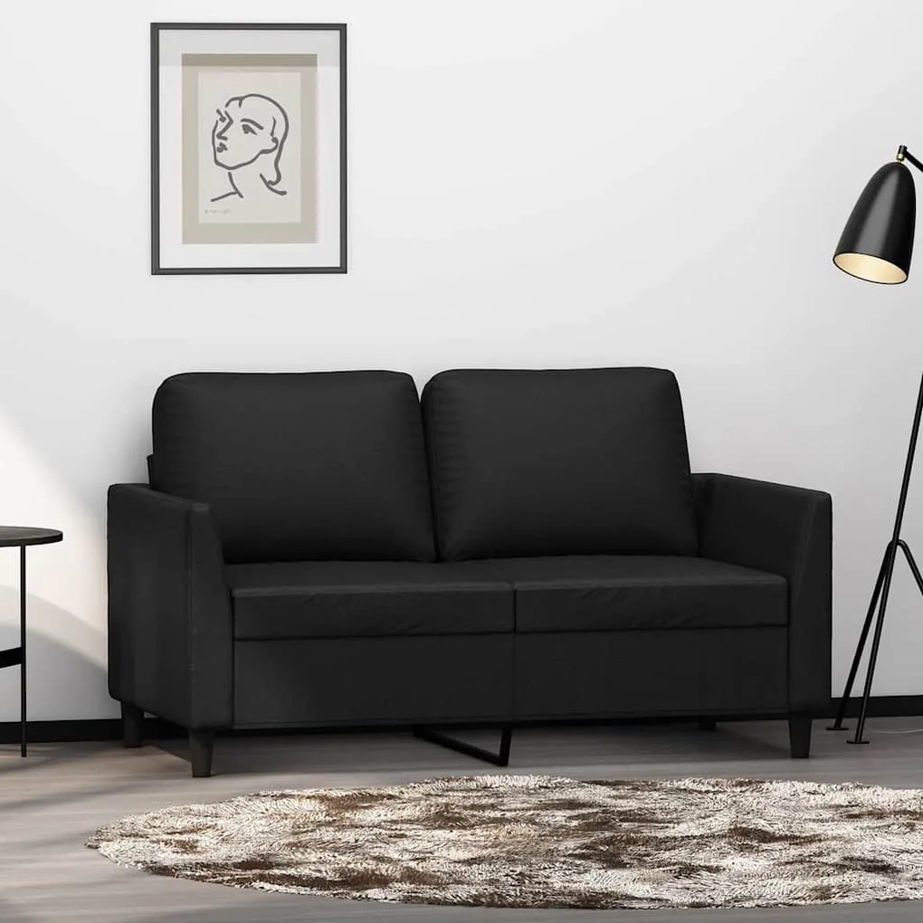 vidaXL Sofá de 2 lugares 120 cm couro artificial preto