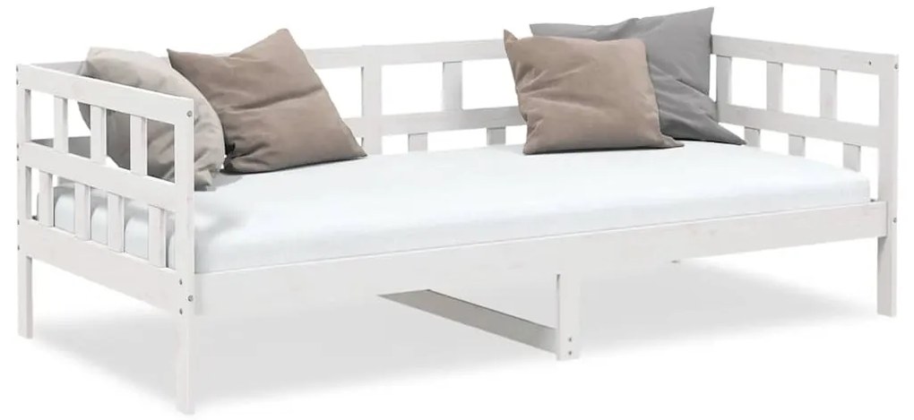 Sofá-cama 80x200 cm madeira de pinho maciça branco