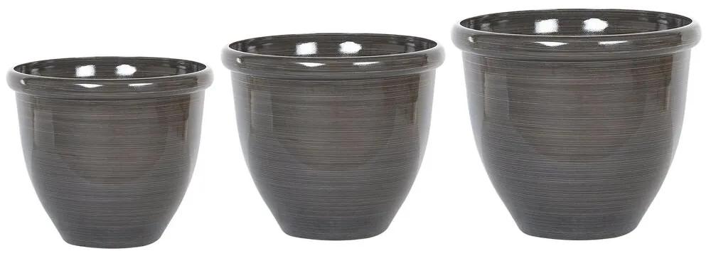 Conjunto de 3 vasos decorativos castanho TESALIA Beliani