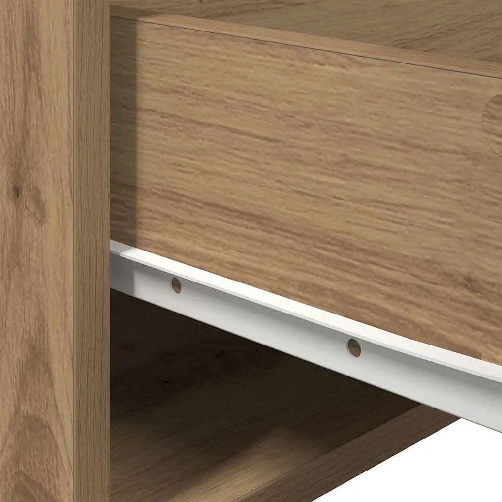 Mesa de cabeceira vidaXL com LED em Carvalho Artisan 50x36x30 cm