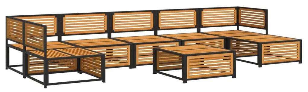 8 pcs conjunto de sofás de jardim com almofadões acácia maciça