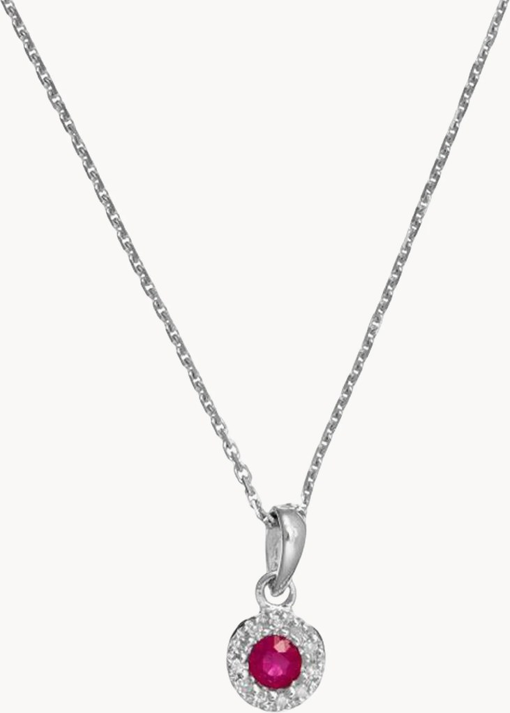 Colar em ouro branco com diamantes e rubis Précieux Rubis, 0,03 quilates