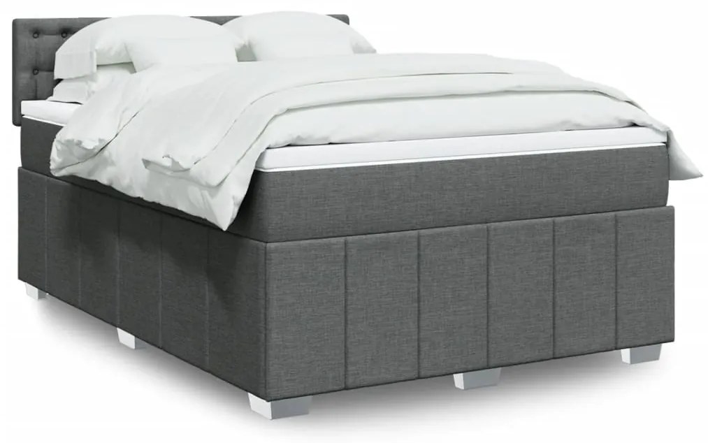 vidaXL Cama com molas/colchão 160x200 cm tecido cinzento-escuro