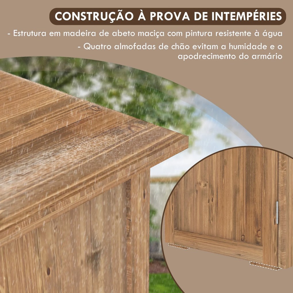 Armário de Jardim em Madeira de Abeto – 77x55x72 cm | Com 2 Portas Mag