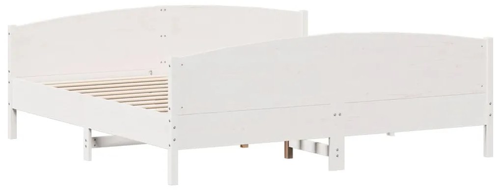 Cama sem colchão 180x200 cm madeira de pinho maciça branco