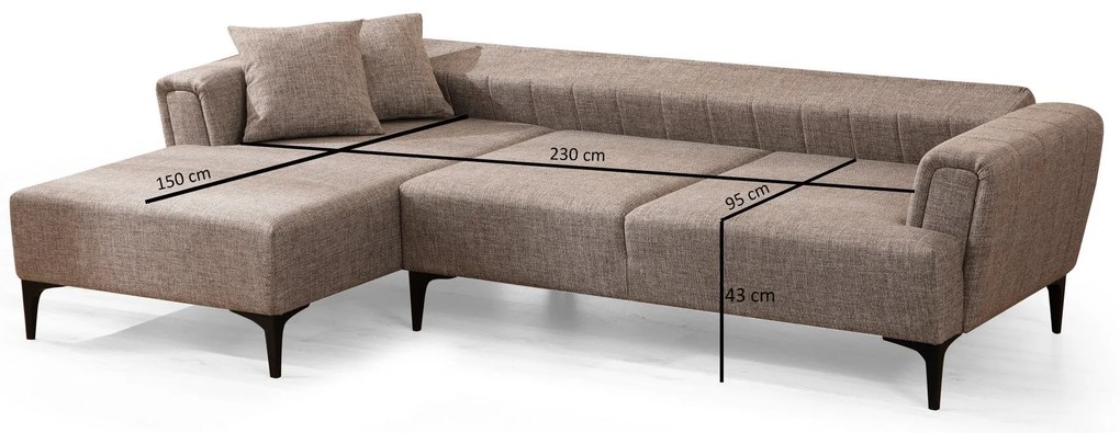 Sofá-cama de canto Hamlet – Castanho Claro – 140x270 cm