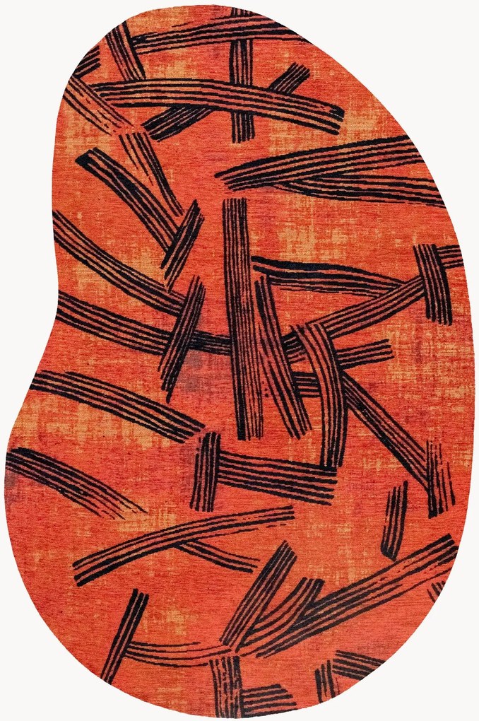 Tapete lavável em jacquard para interior e exterior de forma orgânica Kanji