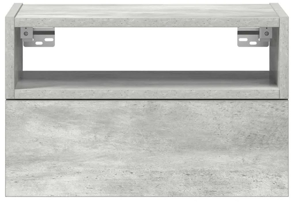 Mesa de cabeceira de parede 45x26x28,5 cm cinzento cimento