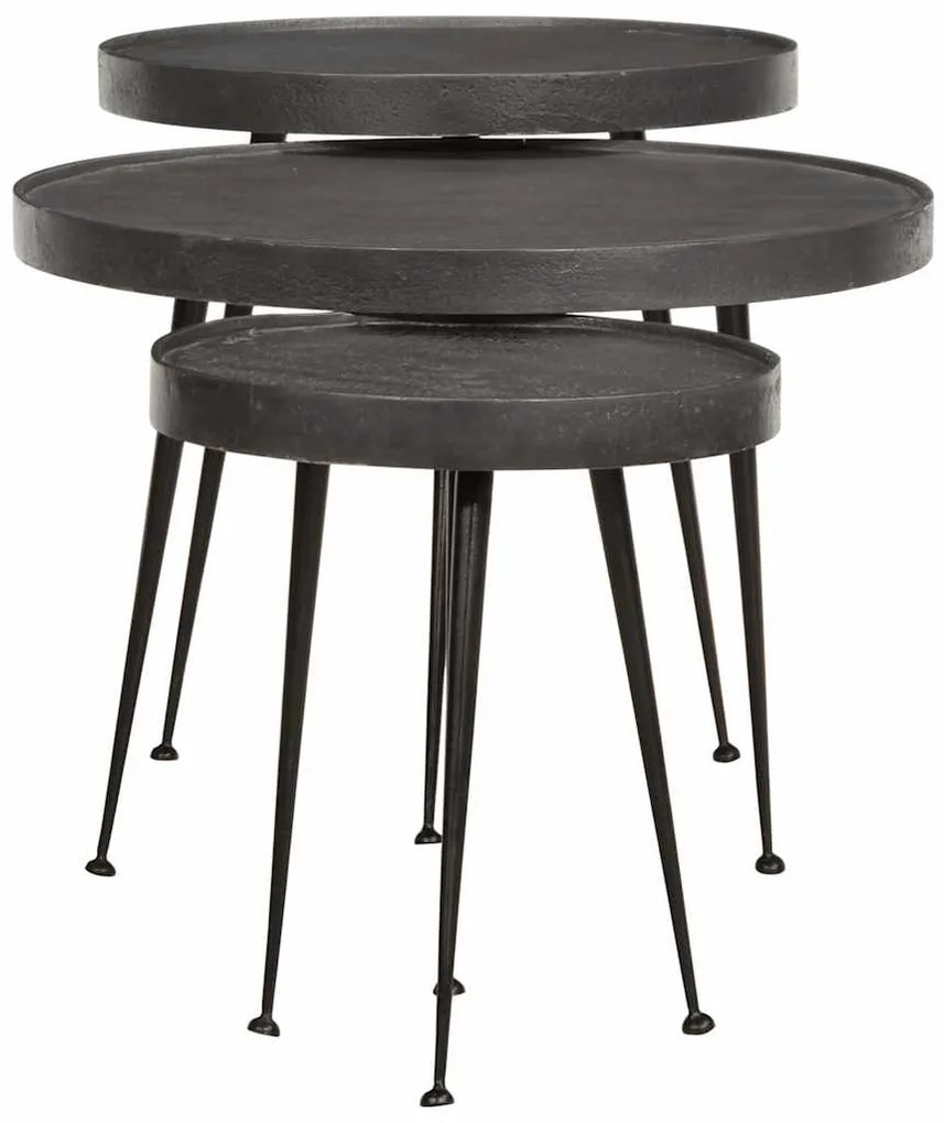 Mesas de centro 3 pcs derivados de madeira preto