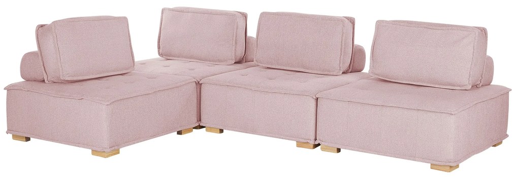 Sofá de canto modular para 4 pessoas em rosa TIBRO Beliani