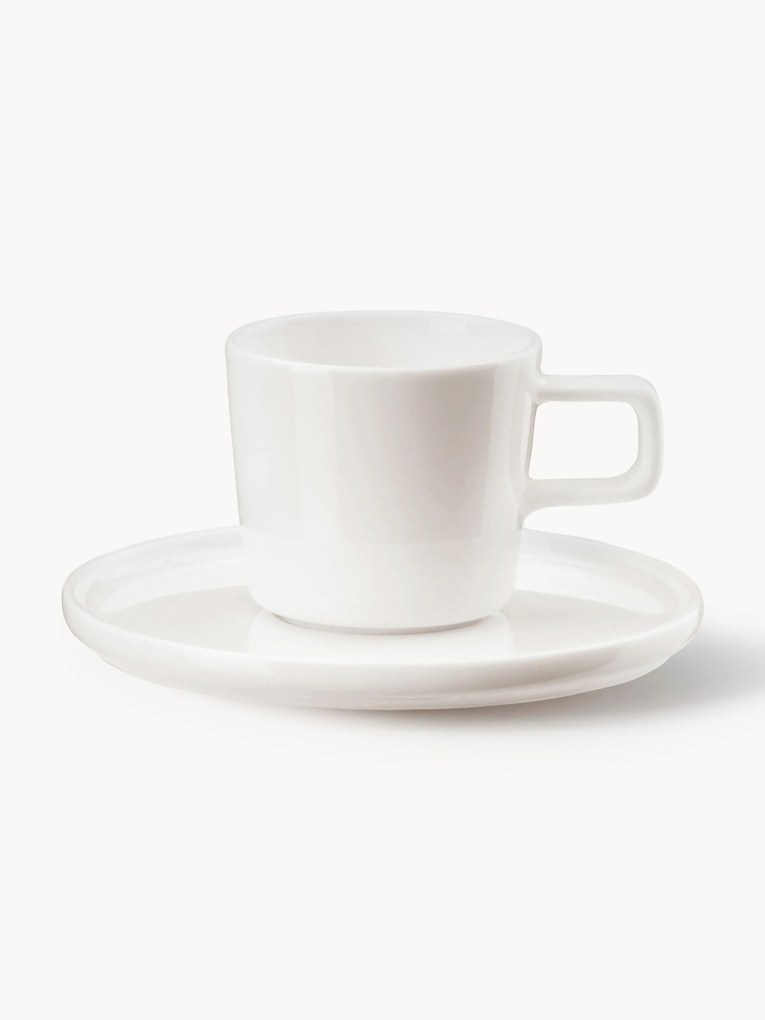 Chávenas de café com pires em Fine Bone China Oco, 6 uni.