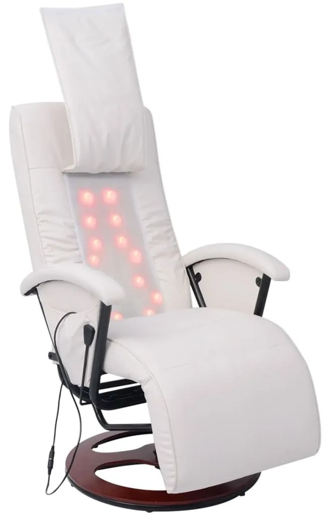 vidaXL Cadeira de massagens shiatsu couro artificial branco