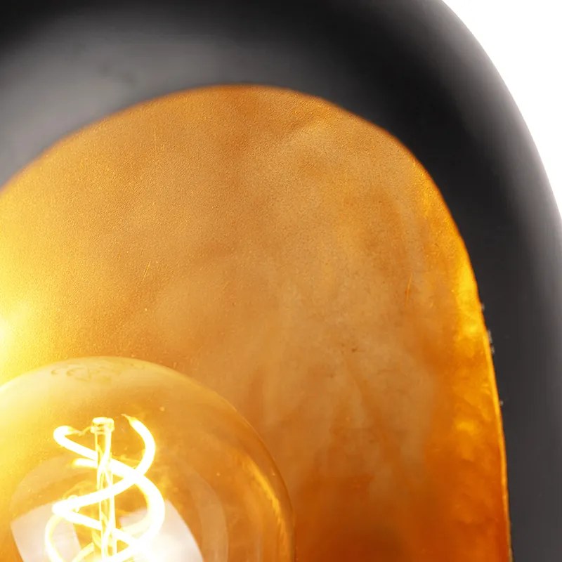 Candeeiro de mesa design preto com interior dourado 36 cm - Cova Design