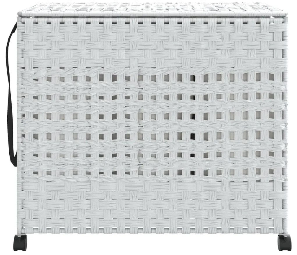 Cesto para roupa suja com rodas 66x35x60 cm vime branco