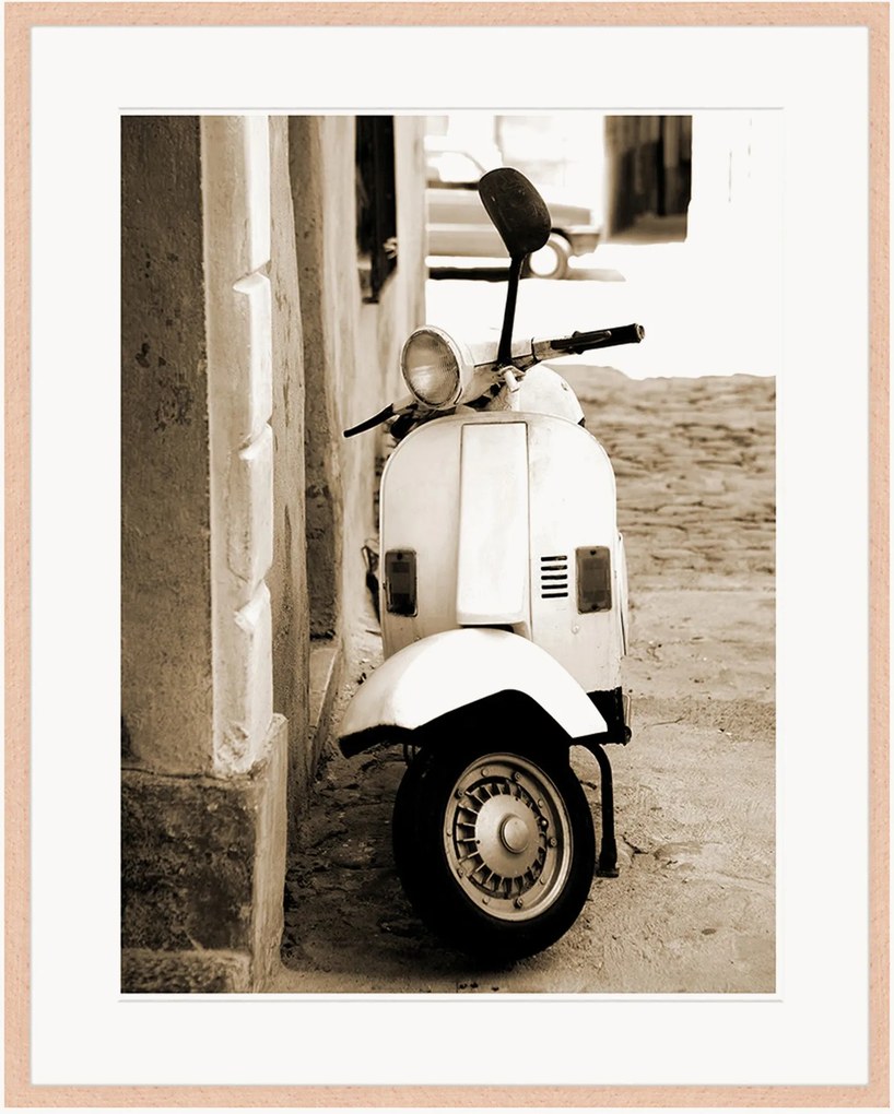 Impressão digital emoldurada Retro Scooter