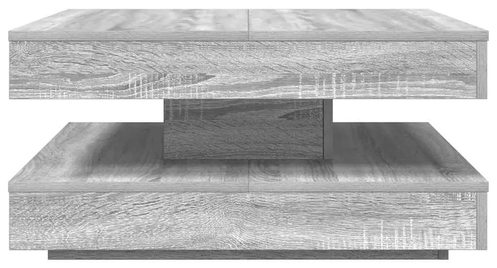 Mesa de centro rotativa a 360 graus 70x70x34,5 cm sonoma cinza