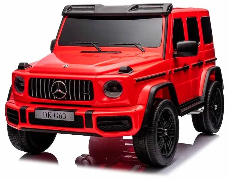 Carro elétrico para Crianças 24V, 4x200W 2 Lugares Mercedes Benz G63 AMG XXL MP4 Rodas de espuma EVA, Assento Couro Vermelho