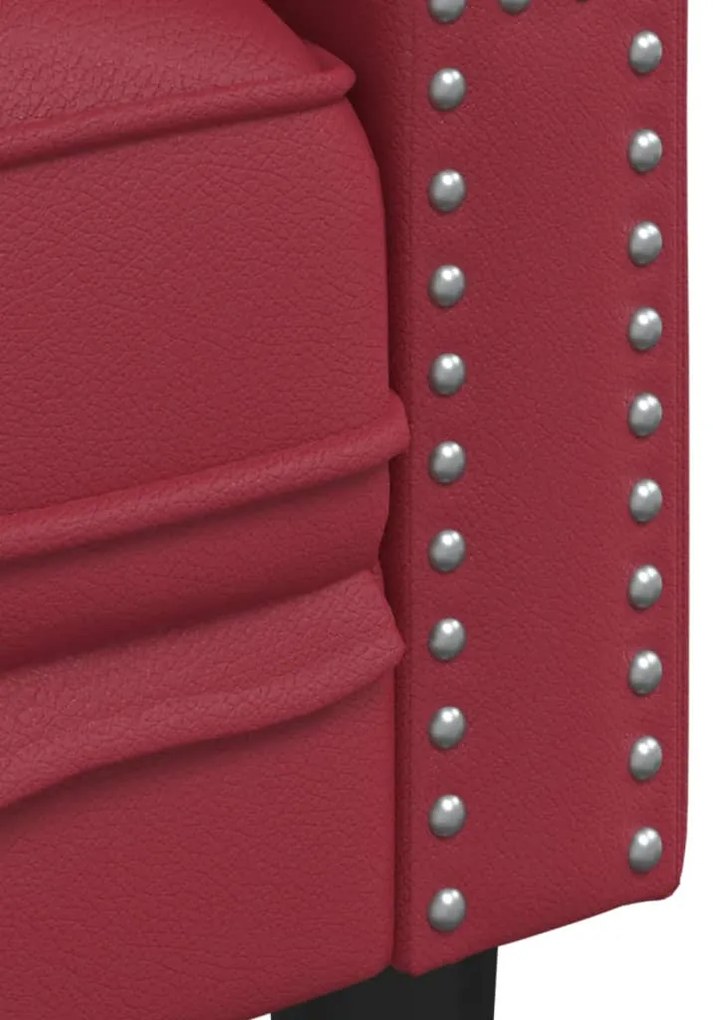 Sofá chesterfield 2 lugares couro artificial vermelho tinto