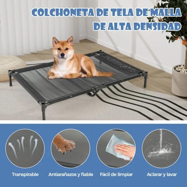 Casota 110 CM para cães de raça pequena com janelas ventiladas Cobertura amovível para interior/exterior Cinzento e Preto