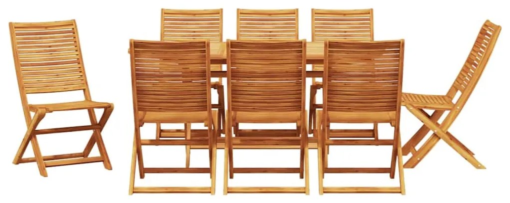 Conjunto de Jantar de Jardim Manual 9 pcs Castanho Largo