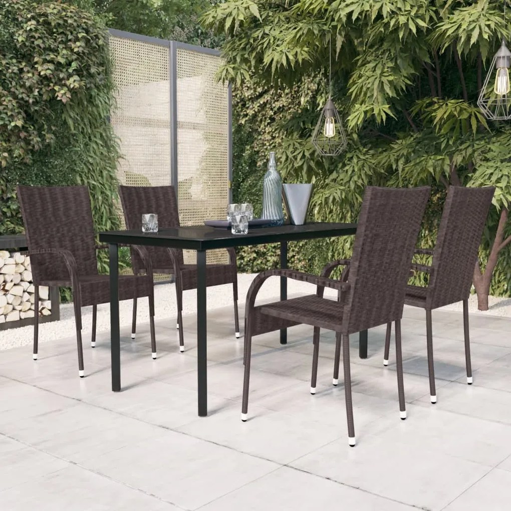 vidaXL 5 pcs conjunto de jantar para jardim castanho e preto