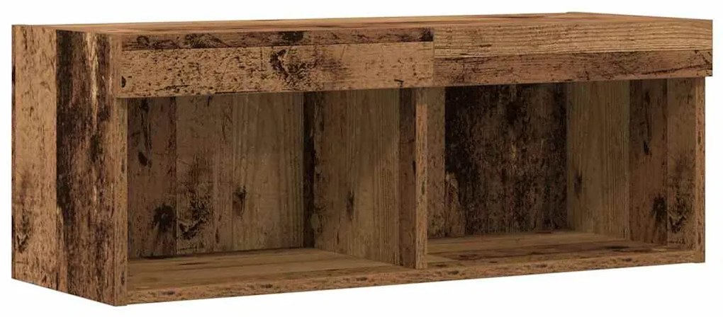 Armário de TV vidaXL com Luzes LED Madeira Antiga 80x30x30 cm