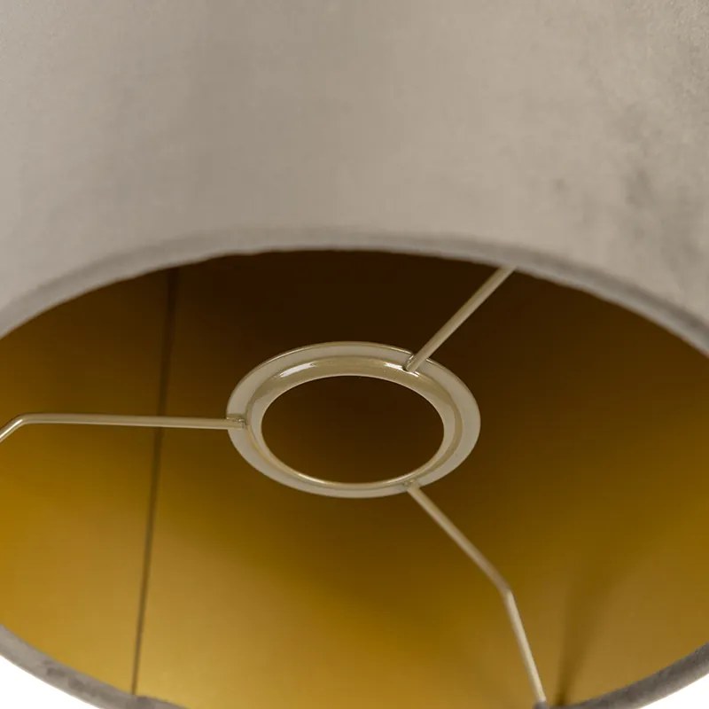 Abajur de veludo Taupe 20/20/20 com interior dourado
