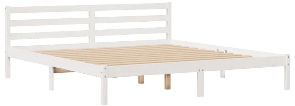 Cama com estante sem colchão 200x200 cm pinho maciço branco