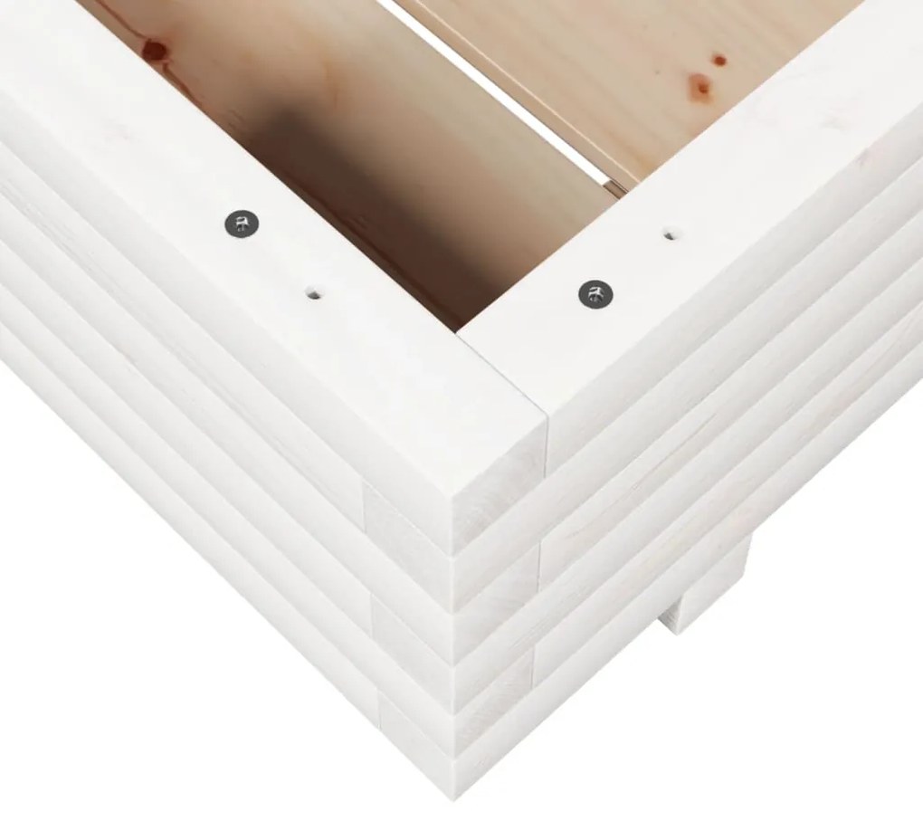 Vaso/floreira de jardim 60x60x26,5 cm pinho maciço branco