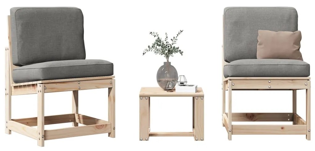 vidaXL 3 pcs conjunto lounge de jardim madeira de pinho maciça