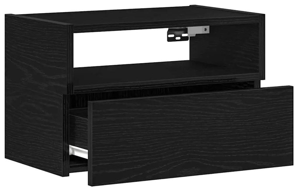 Mesas de cabeceira de parede 2 pcs 45x26x28,5 cm preto