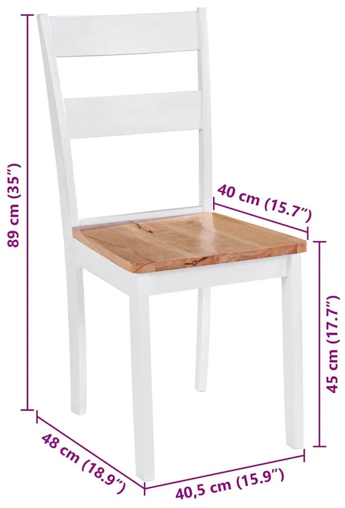 Cadeiras de jantar 4 pcs madeira de seringueira maciça branco