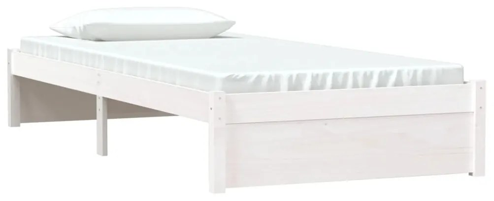 Estrutura de cama solteiro 90x190 cm madeira maciça branco