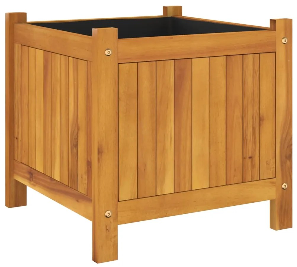 Vaso/floreira de jardim com forro 42x42x40 cm acácia maciça