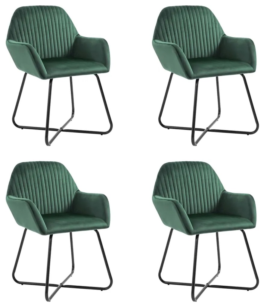 Cadeiras de jantar 4 pcs veludo verde