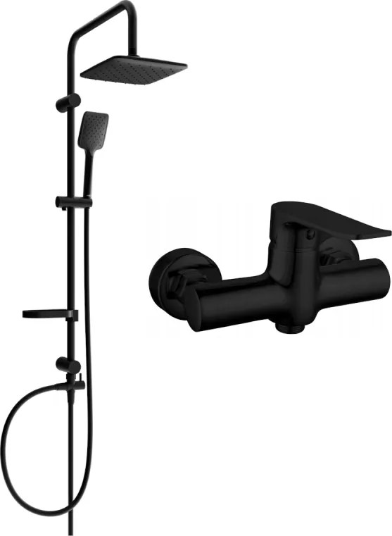 Mexen Pecos Sven conjunto de chuveiro de superfície com chuveiro de teto e misturadora, preto - 72740262-70