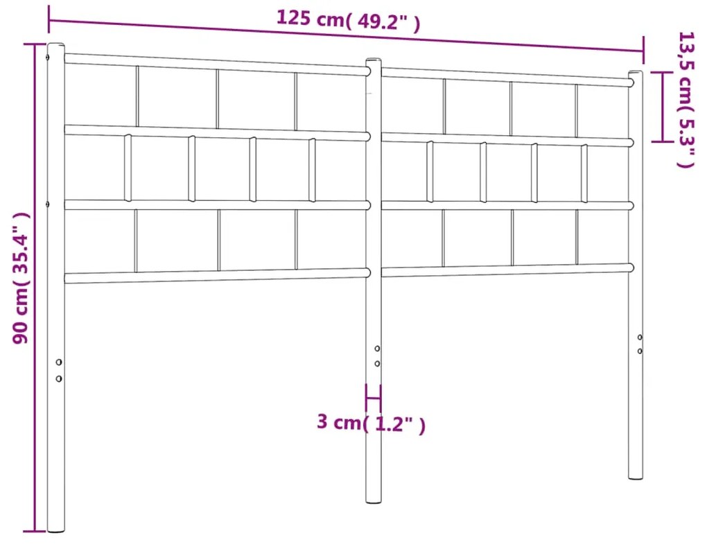 Cabeceira de cama 120 cm metal preto