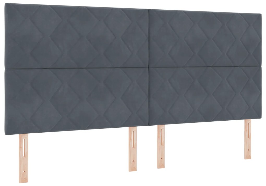 Cama Box Spring com Colchão & Banco Cinza Escuro 200x200 cm Veludo