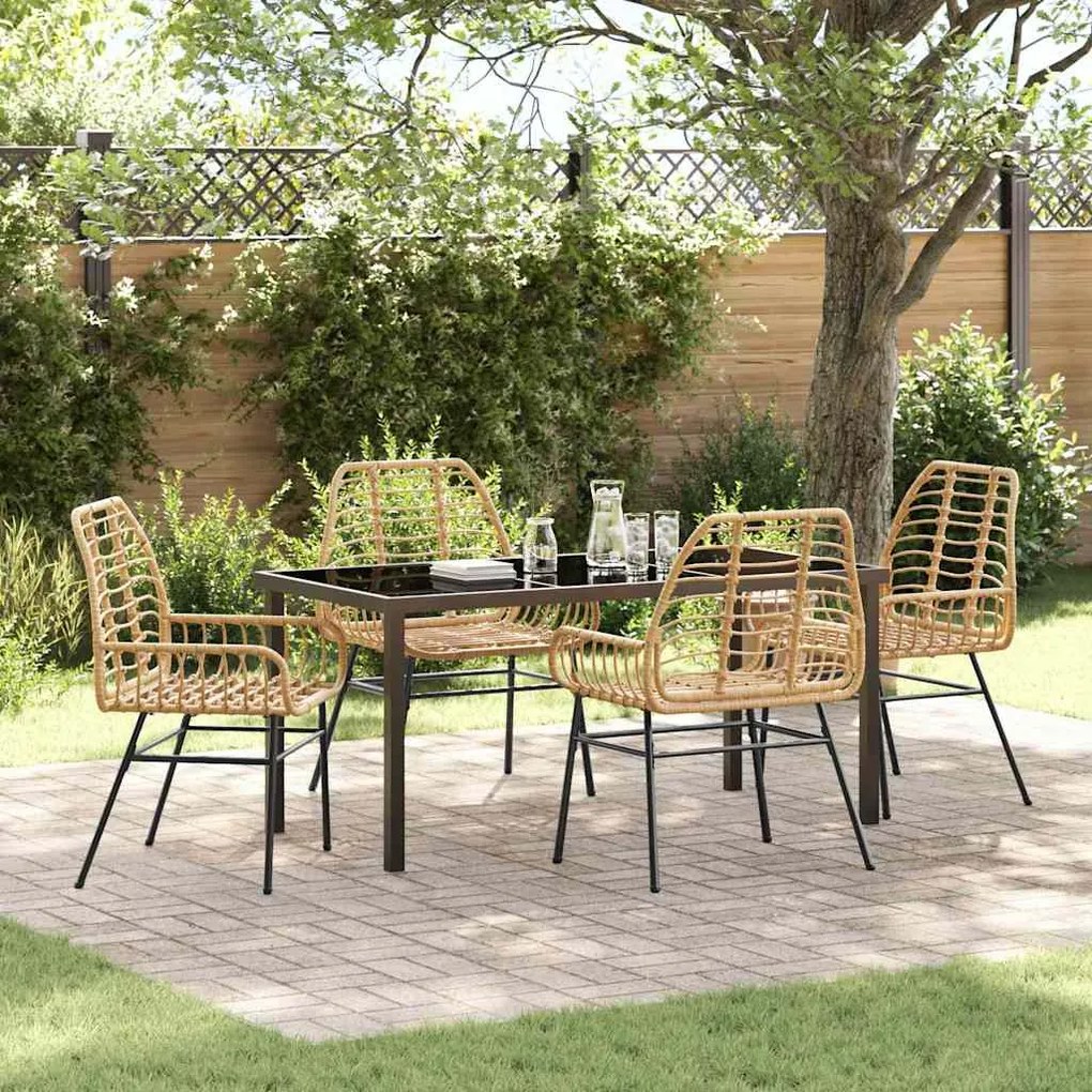vidaXL Conjunto de Jantar de Jardim 5 Peças em Rattan Poliéster Marrom