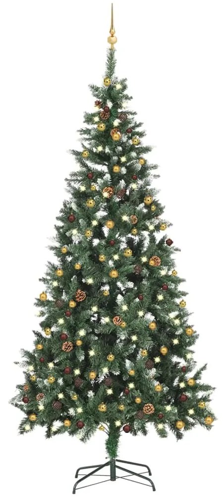 vidaXL Árvore Natal artificial pré-iluminada c/ bolas 210 cm