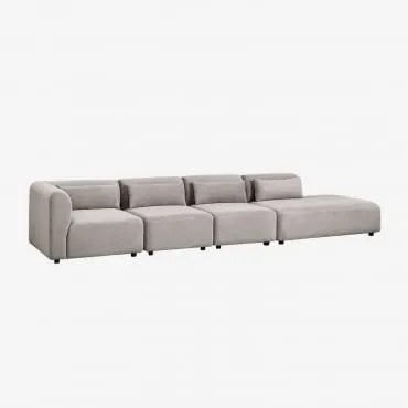 Sofá Modular De Canto Em 4 Peças Com Chaise Longue Direita Fogler Bombazina Cinzento Toupeira Claro - Sklum