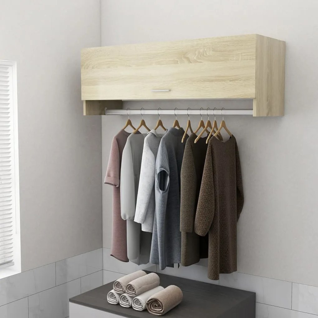 808236 vidaXL Roupeiro 100x32,5x35 cm contraplacado carvalho sonoma