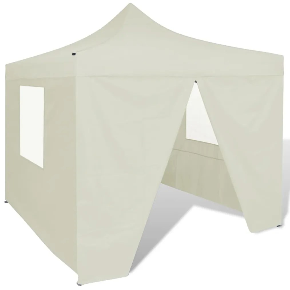 vidaXL Tenda dobrável 3 x 3 m creme com 4 paredes
