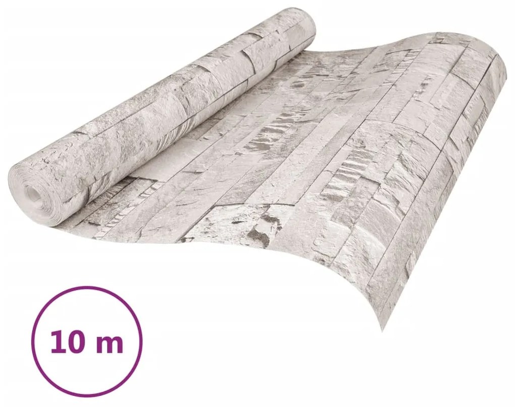 Papel parede 3D c/ aspeto de pedra 10x0,53 m não-tecido creme